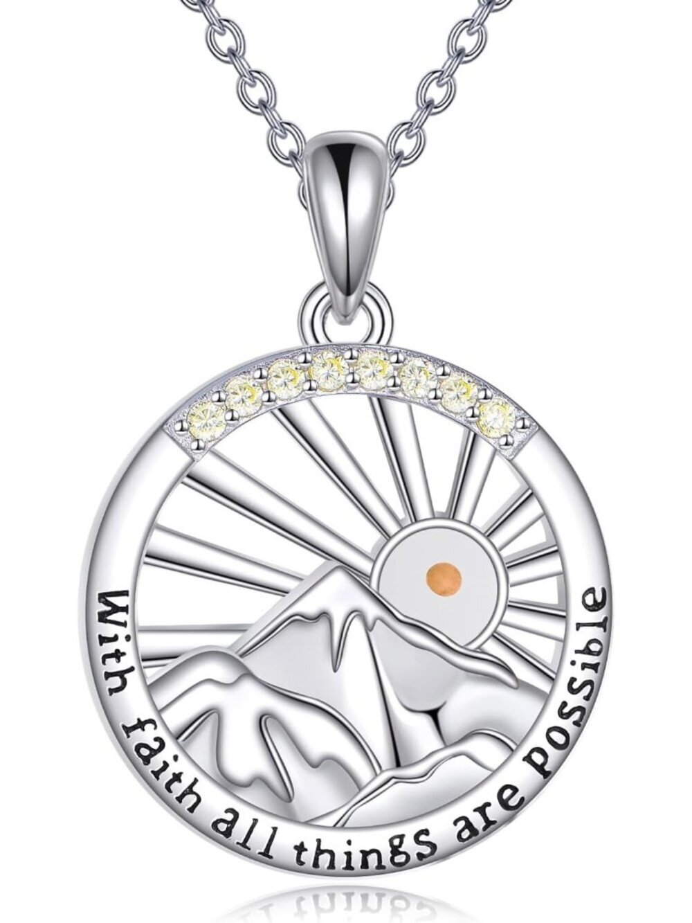 Women's White Silver Mountain And Sea Wave Natural Item Jewelry Necklace